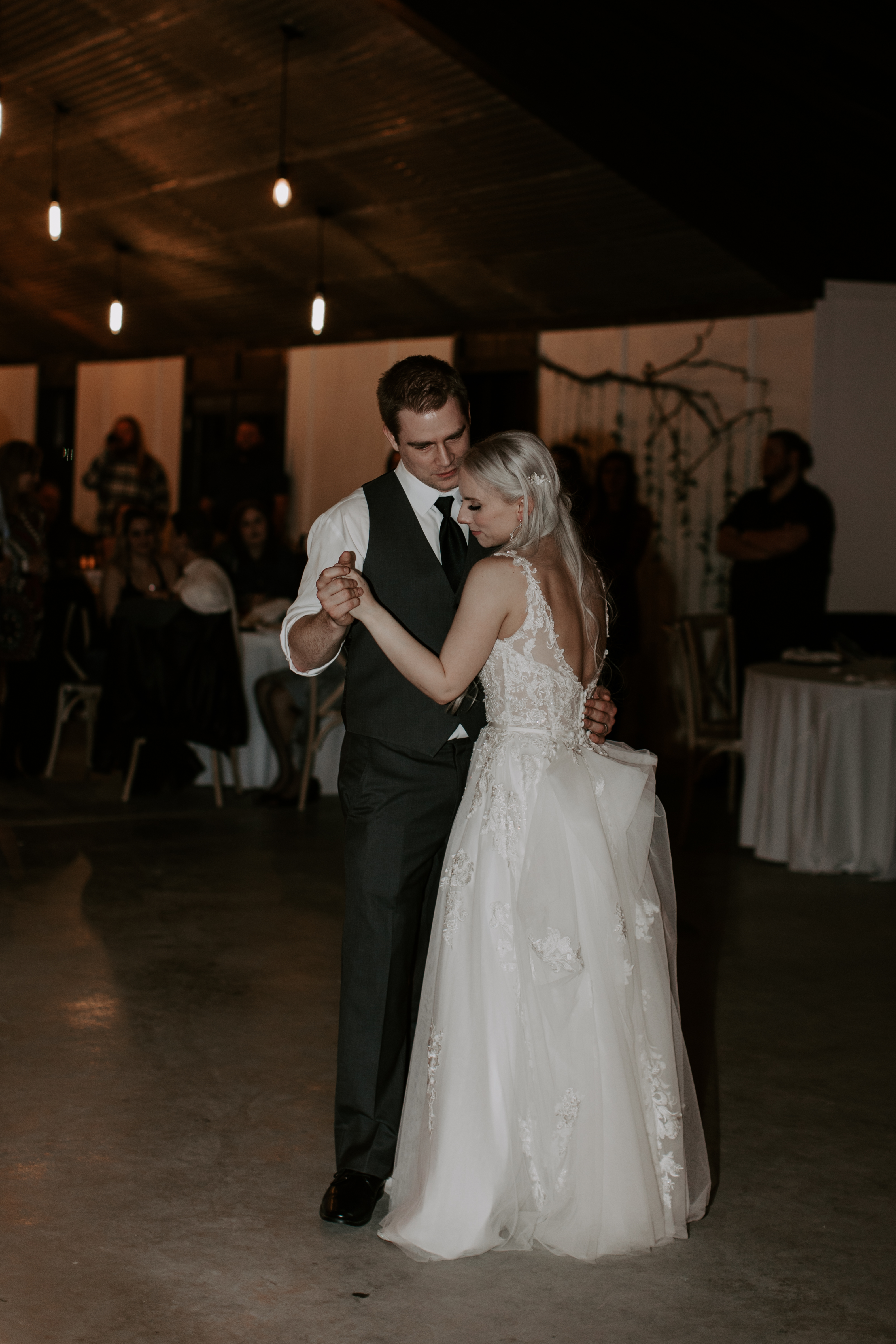 bride and groom first dance reception